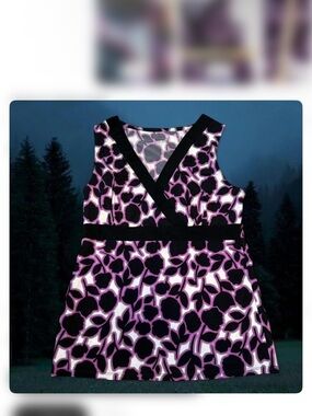 Merona Black and Purple Floral Sleeveless Wrap Top